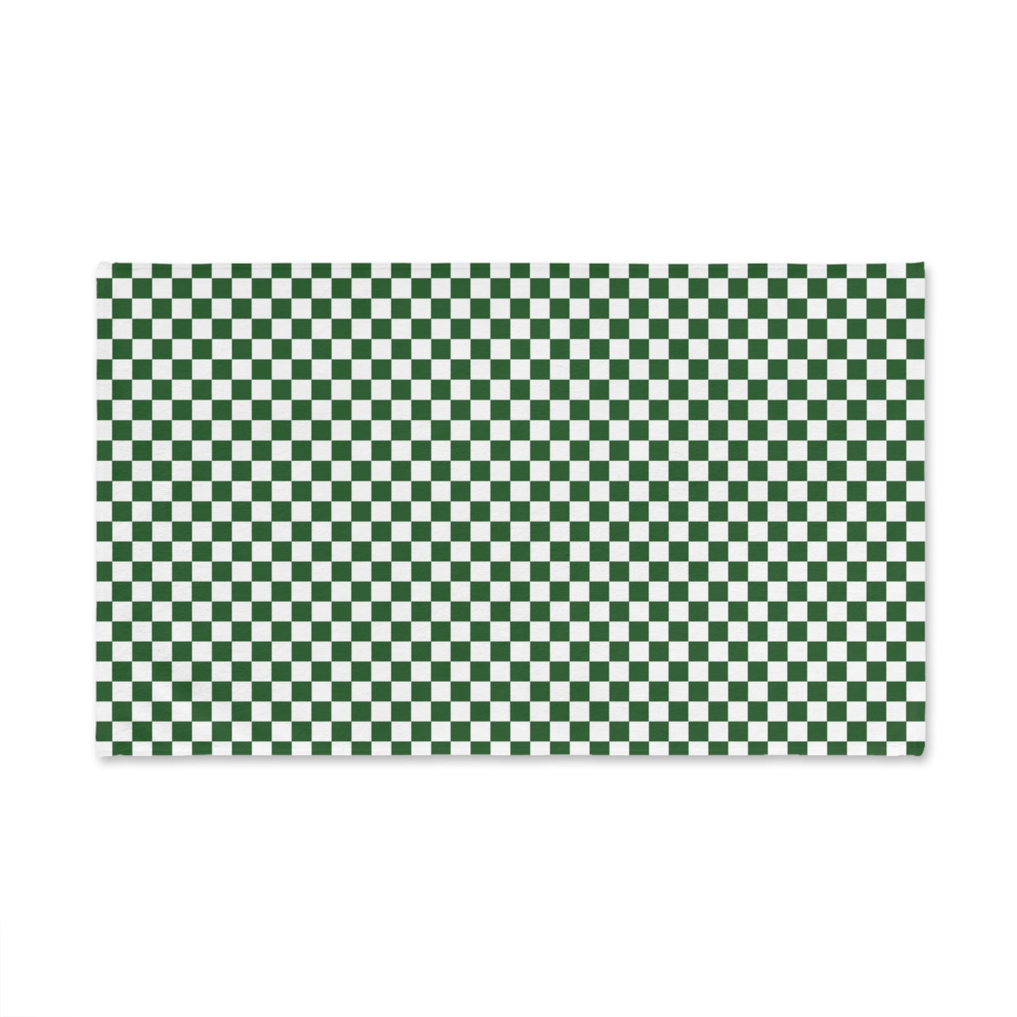Green & White Check Holiday Hand Towel | Soft Cotton Back, Polyester Front, Festive Home Décor