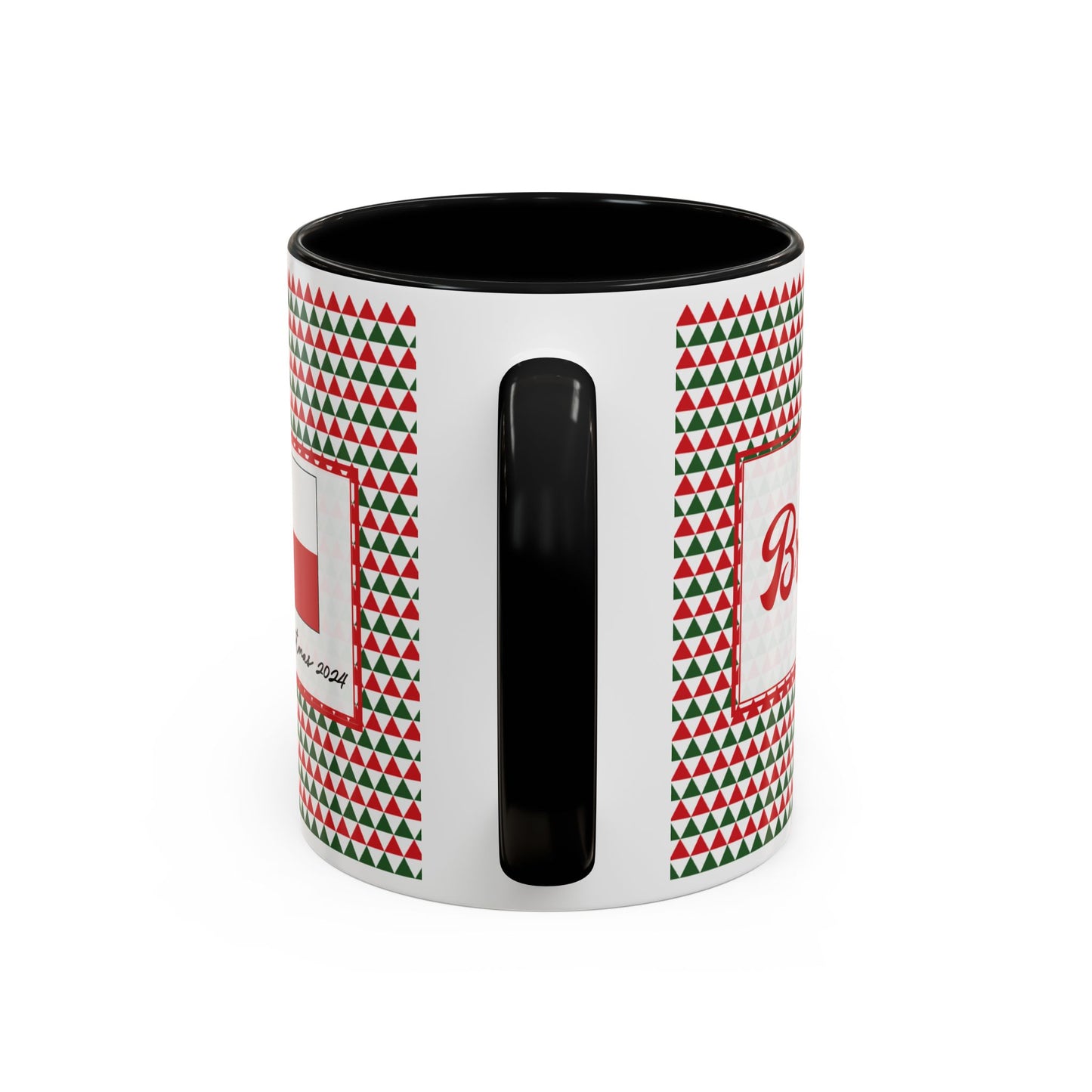 Bright- Red & Green Triangles Personalizable Christmas Ceramic Mug (11oz, 15 oz)