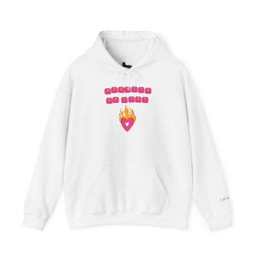 HEART'S ON FIRE Key Caps Flaming Heart Unisex Heavy Blend™ Hooded Sweatshirt