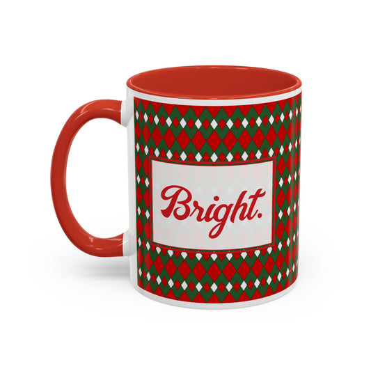 Bright- Christmas Fancy Argyle Personalizable Christmas Ceramic Mug (11oz, 15 oz)