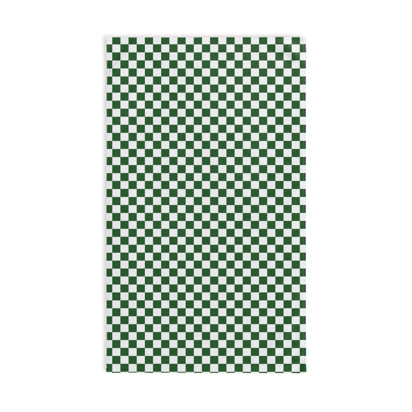 Green & White Check Holiday Hand Towel | Soft Cotton Back, Polyester Front, Festive Home Décor