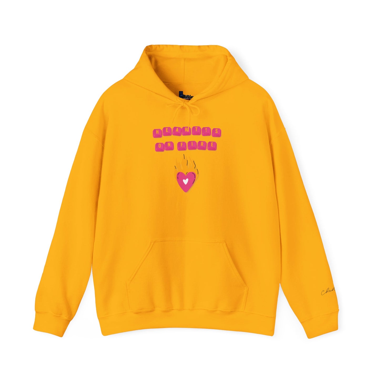 HEART'S ON FIRE Key Caps Flaming Heart Unisex Heavy Blend™ Hooded Sweatshirt
