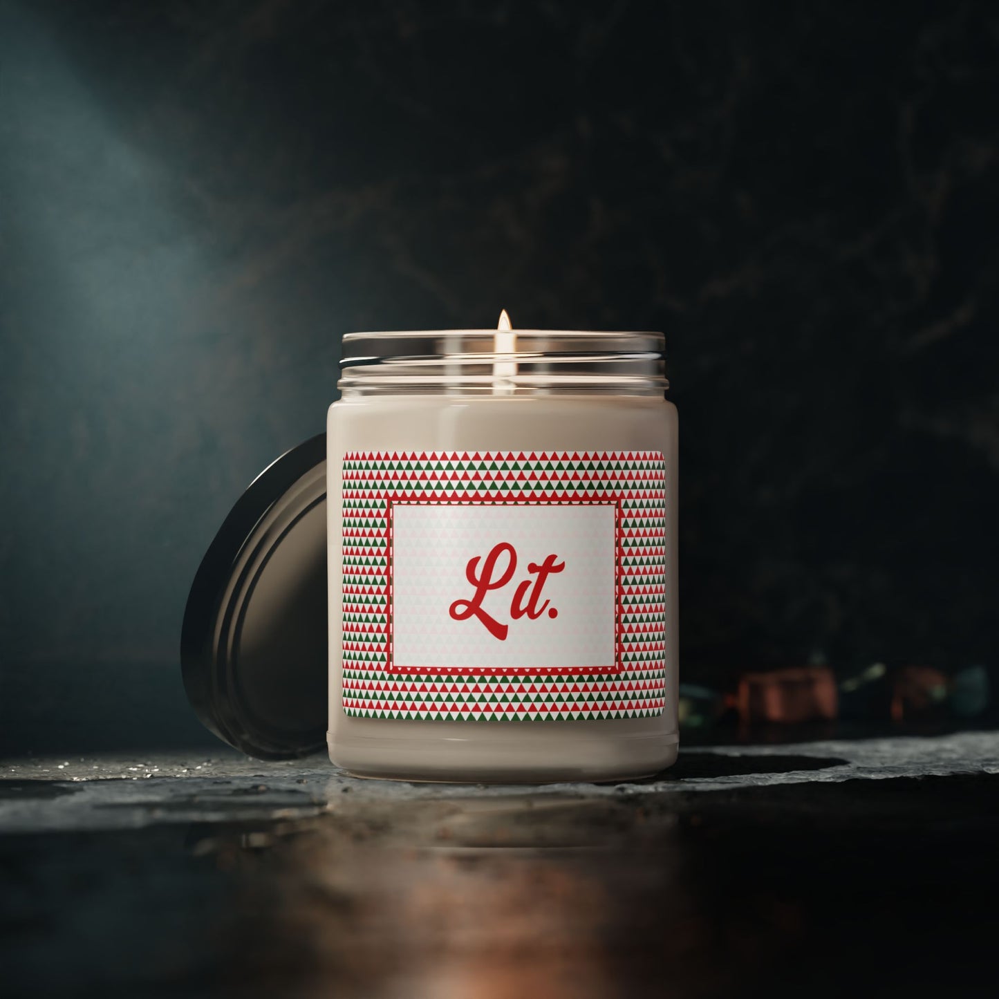 Lit- Christmas Triangles Scented Soy Candle, 9oz