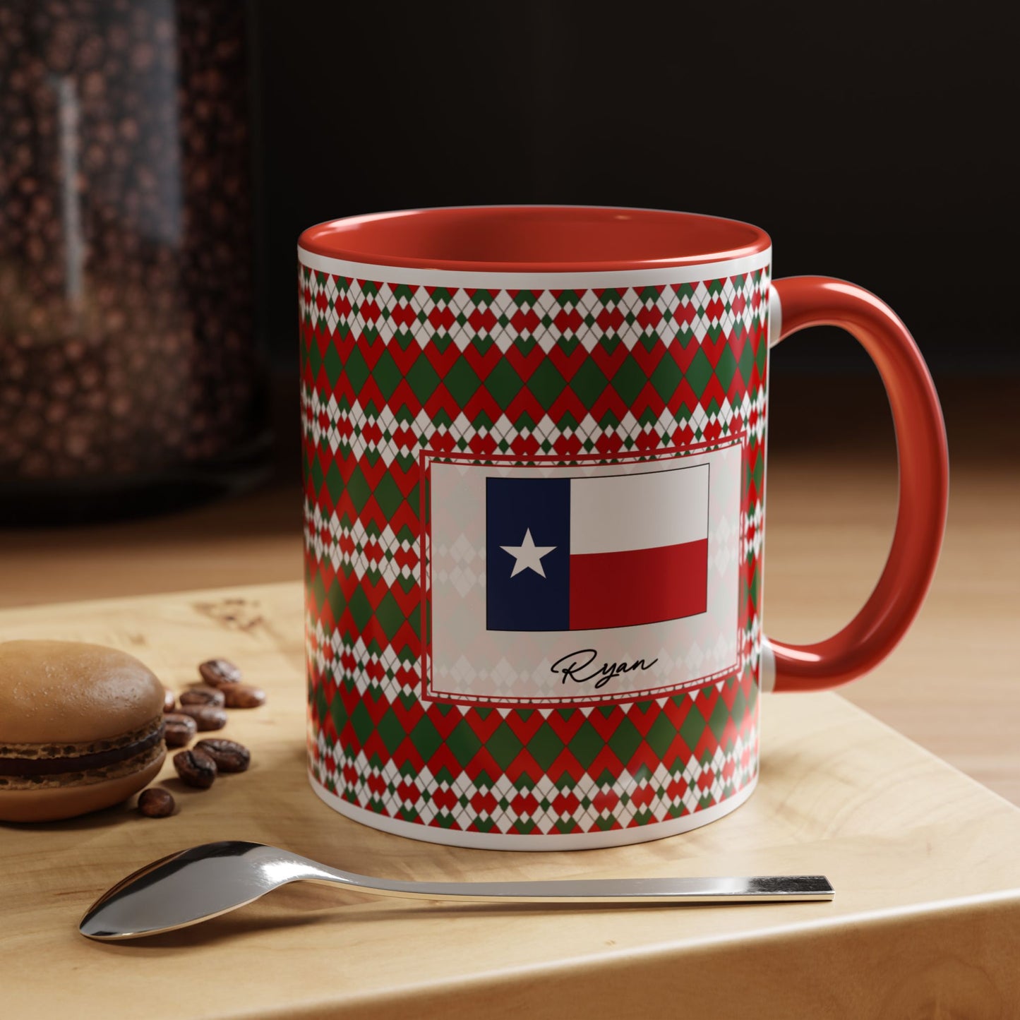 Blitz- Christmas Extra Argyle Personalizable Christmas Ceramic Mug (11oz, 15 oz)