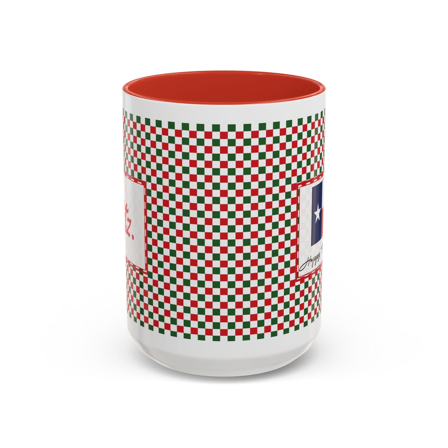 Blitz- Christmas Checkered Personalizable Christmas Ceramic Mug (11oz, 15 oz)