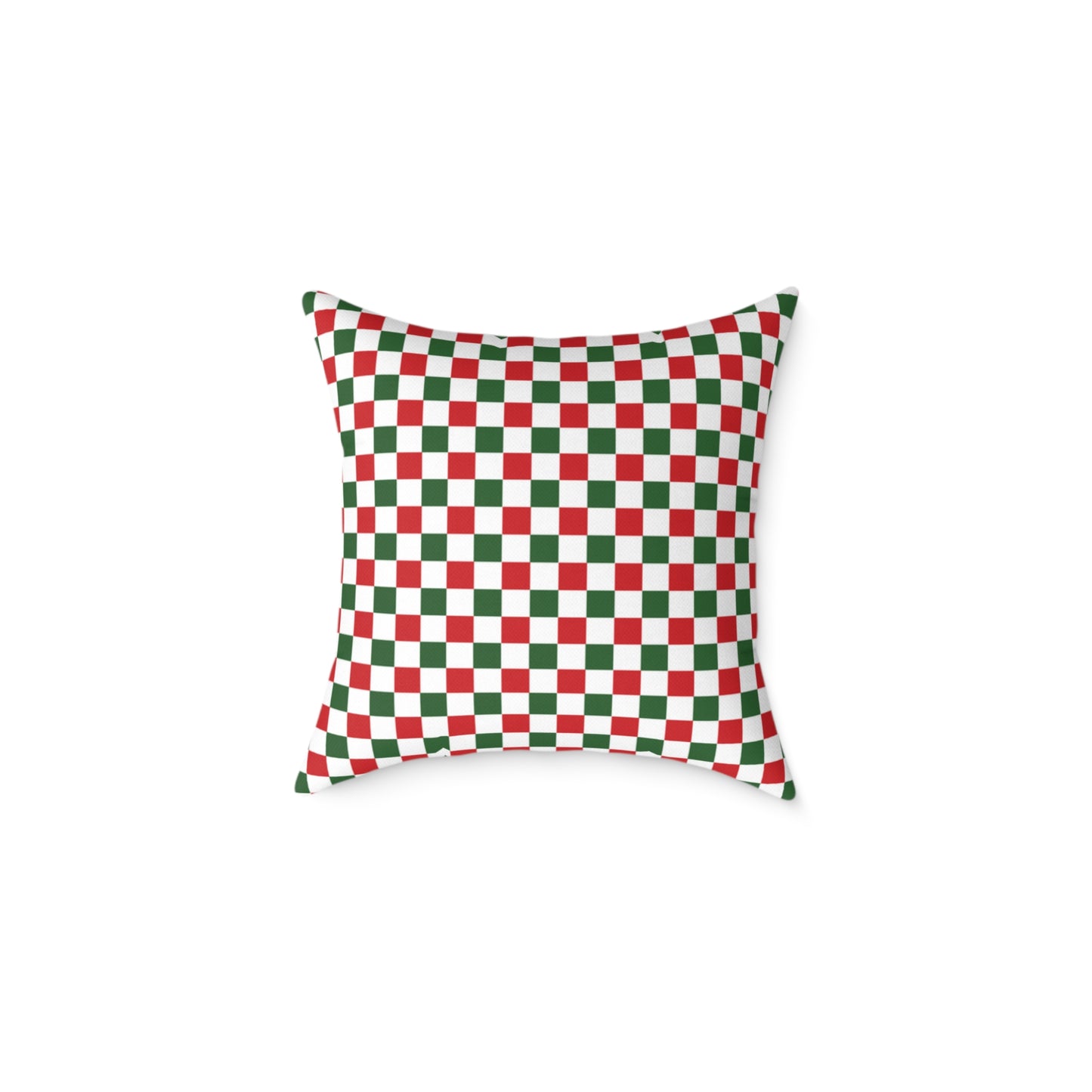 Red Green & White Gingham Christmas Decorative Pillow | Double‑Sided Poly Canvas Cushion, 5 Sizes, Vibrant Holiday Décor