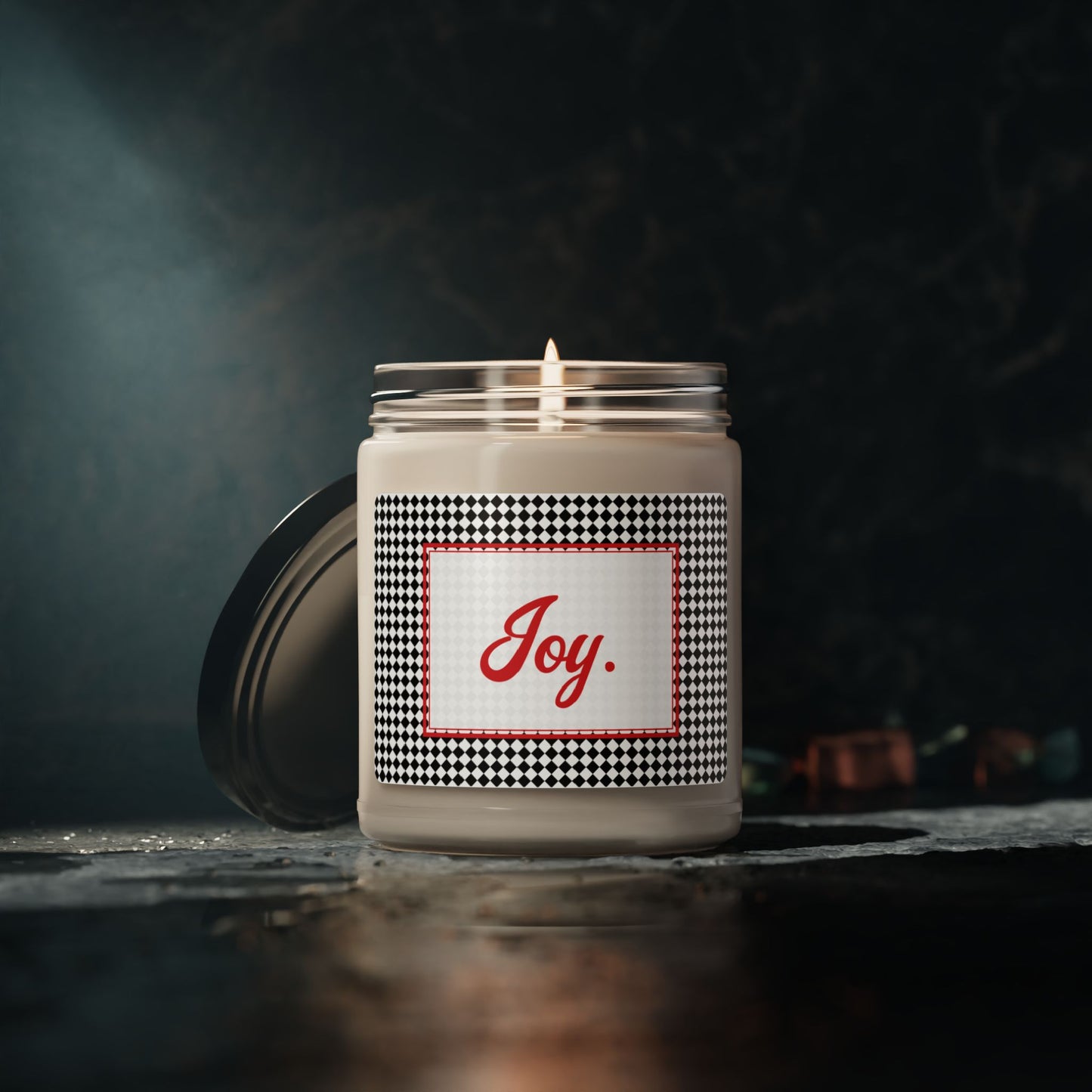 Joy- Black Argyle Scented Soy Candle, 9oz