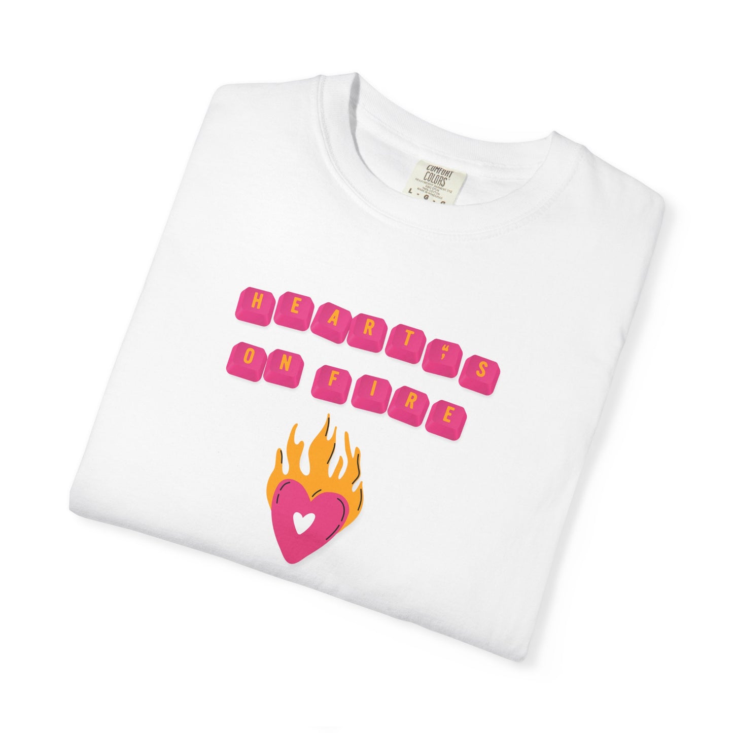 HEART'S ON FIRE Key Caps Flaming Heart Unisex Garment-Dyed T-shirt