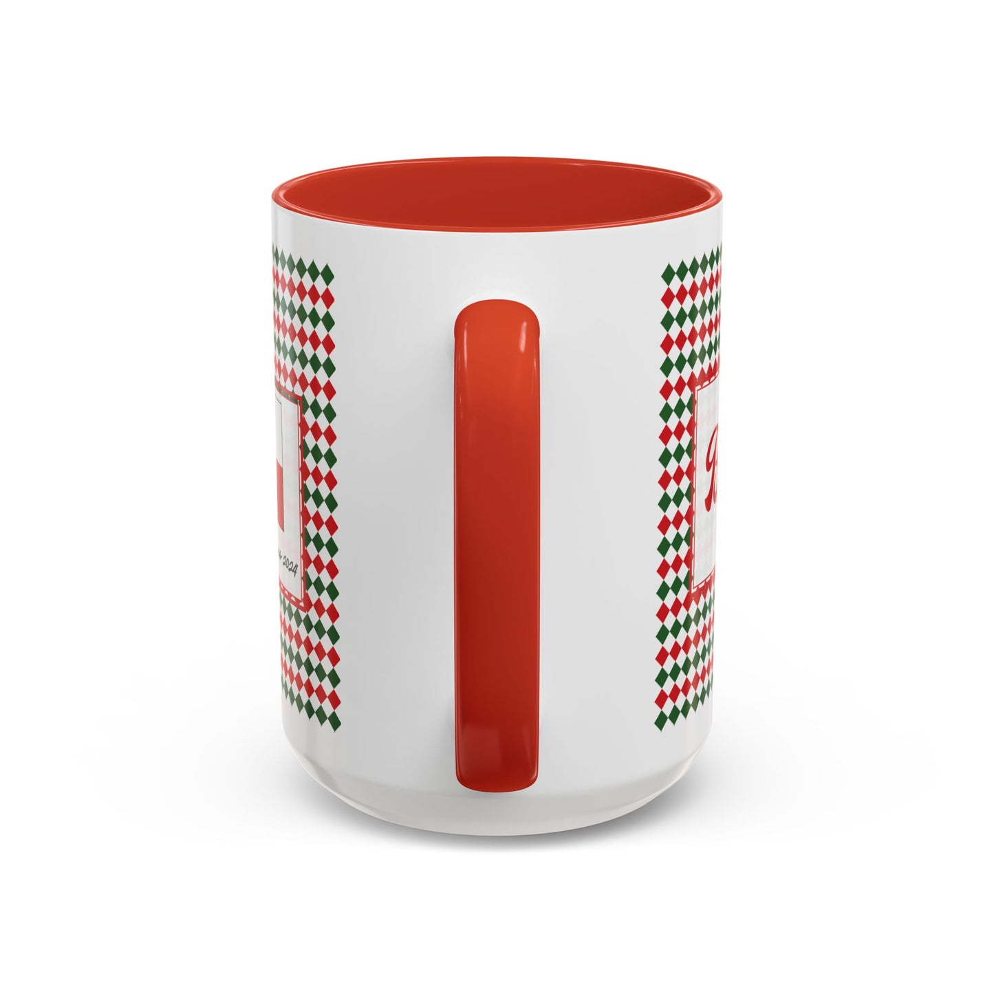 Bright- Christmas Argyle Personalizable Christmas Ceramic Mug (11oz, 15 oz)