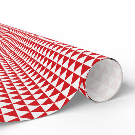 Red Triangles Wrapping Paper | Luxury Matte or Glossy Gift Wrap, 90gsm Fine Art Paper, 3 Sizes