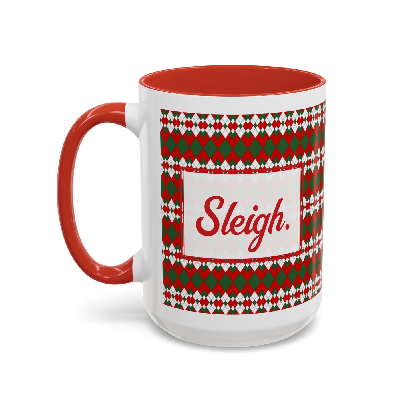 Sleigh- Christmas Extra Argyle Personalizable Christmas Ceramic Mug (11oz, 15 oz)