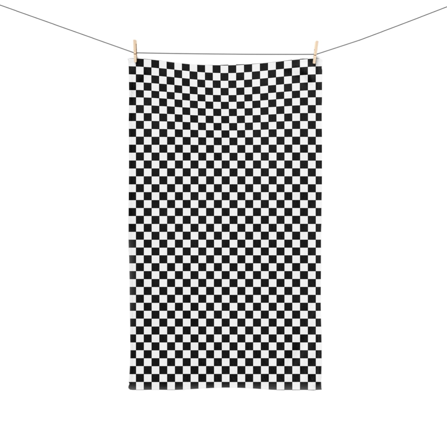 Black & White Check Holiday Hand Towel | Soft Cotton Back, Polyester Front, Festive Home Décor