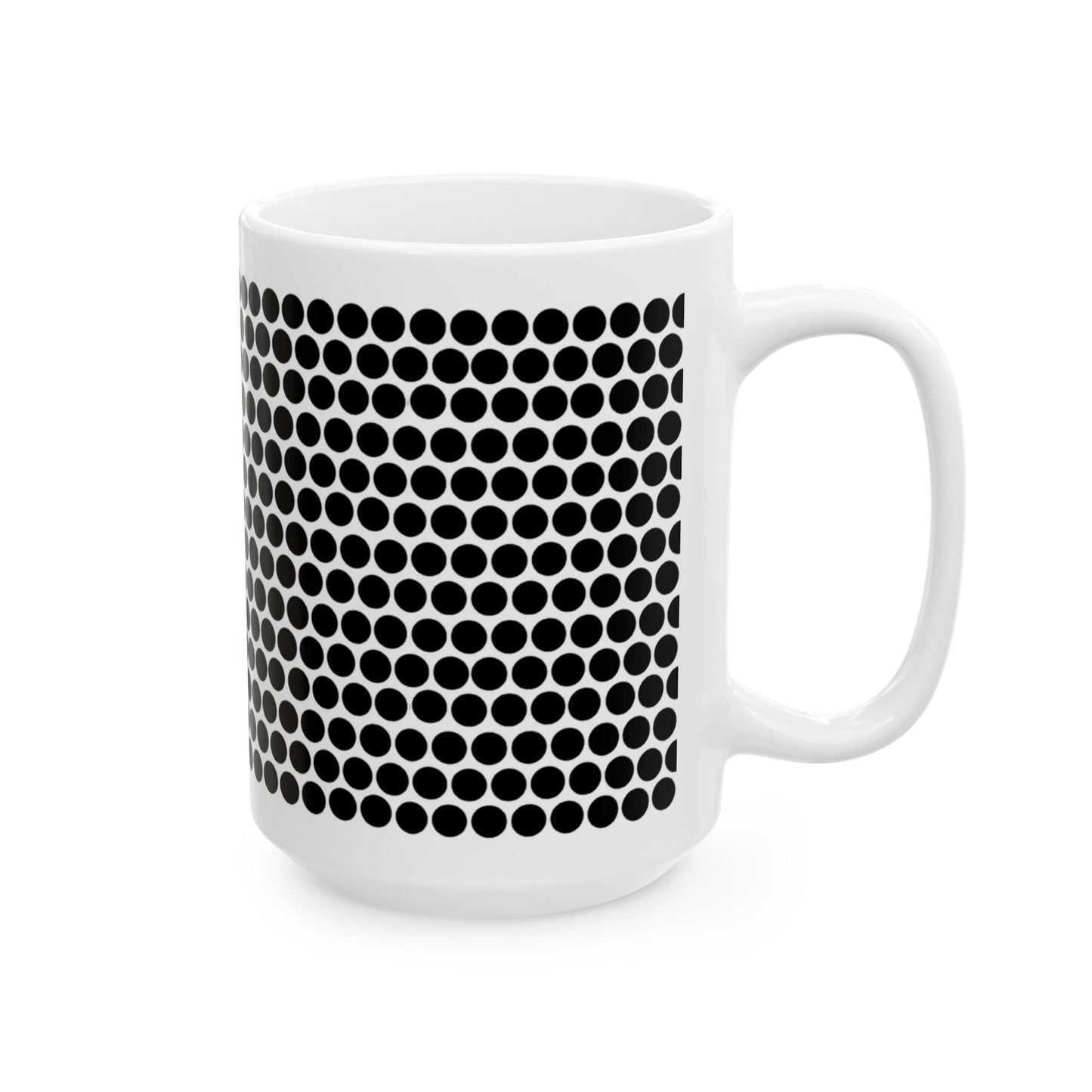 Black Polka Dot Ceramic Mug, (11oz, 15oz)