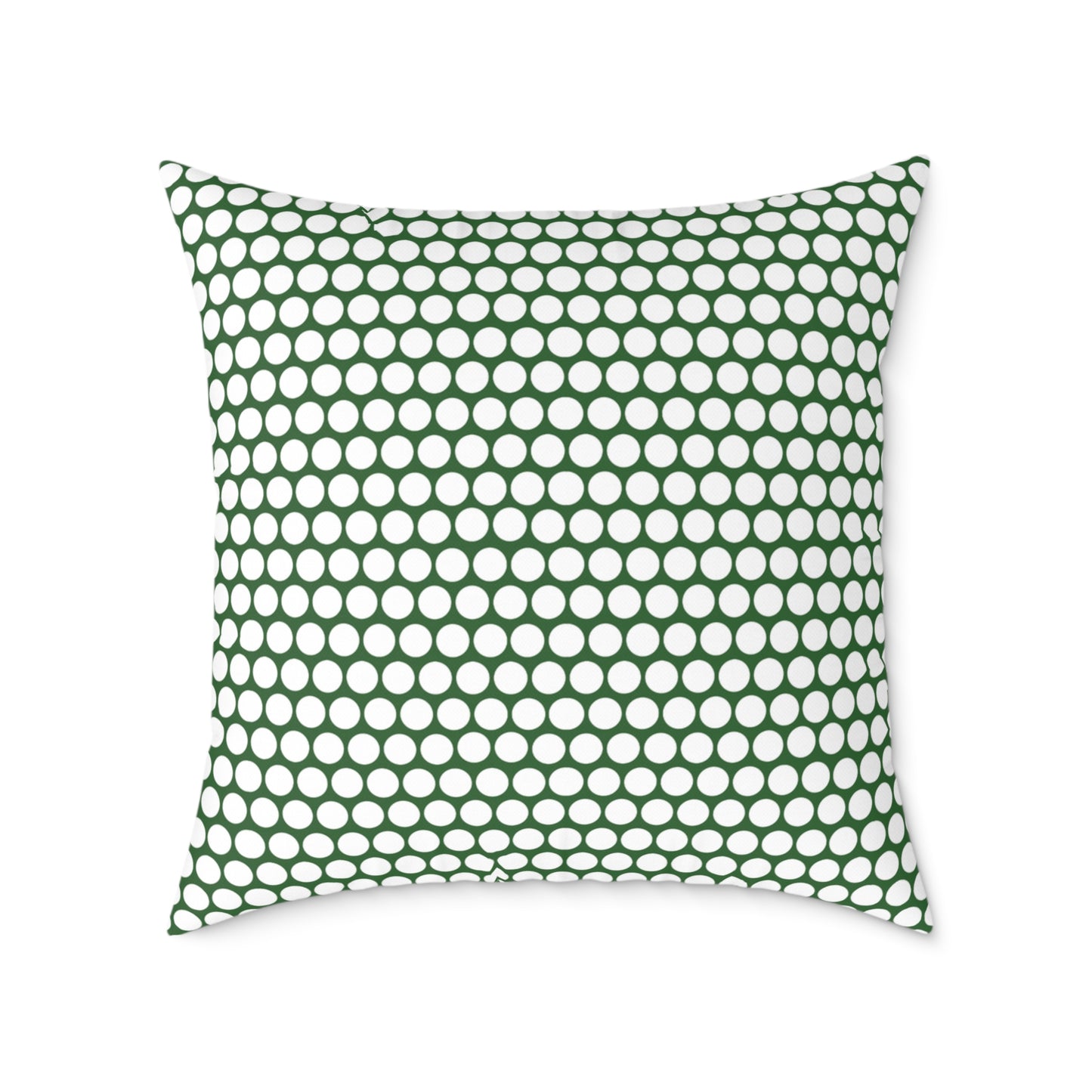 White Polka Dot on Green Christmas Decorative Pillow | Double‑Sided Poly Canvas Cushion, Vibrant Holiday Décor, 5 Sizes