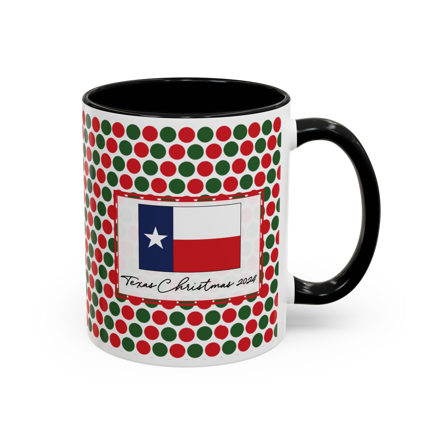 Merry- Christmas Polka Dot Party Personalizable Christmas Ceramic Mug (11oz, 15 oz)