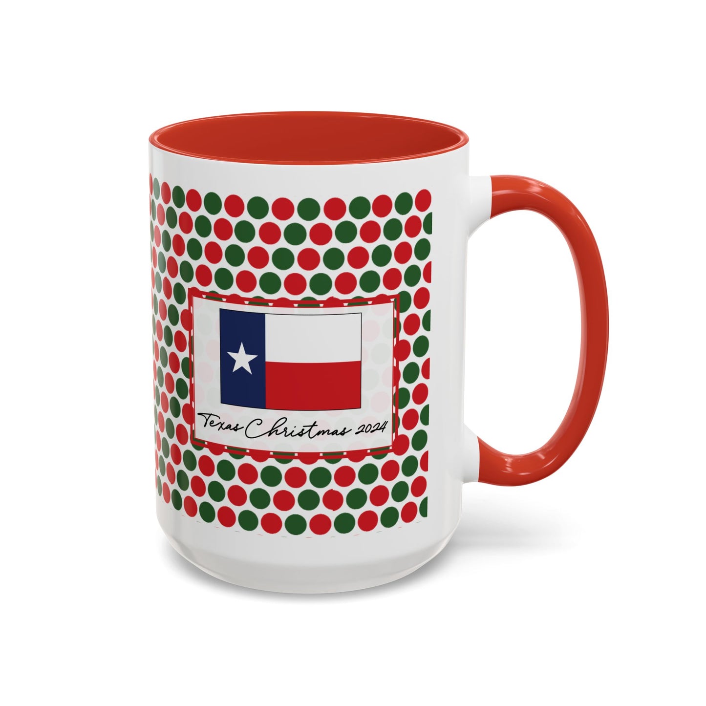 Joy- Christmas Polka Dot Party Personalizable Christmas Ceramic Mug (11oz, 15 oz)