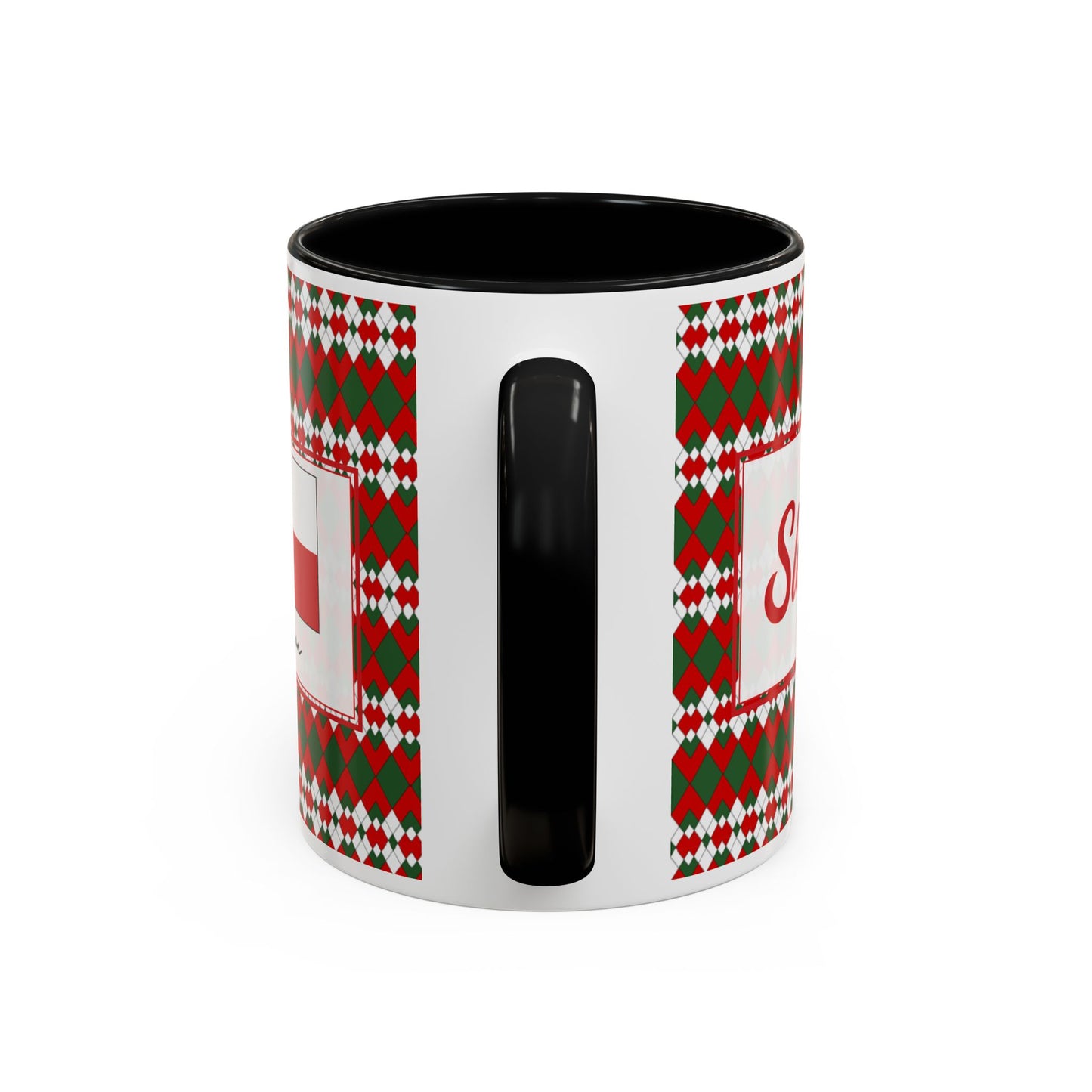 Sleigh- Christmas Extra Argyle Personalizable Christmas Ceramic Mug (11oz, 15 oz)