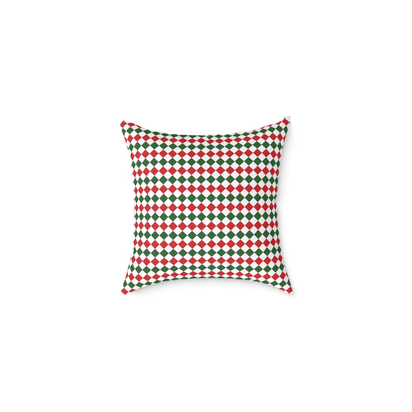 Red Green & White Argyle Christmas Decorative Pillow | Double‑Sided Poly Canvas Cushion, Vibrant Holiday Décor, 5 Sizes
