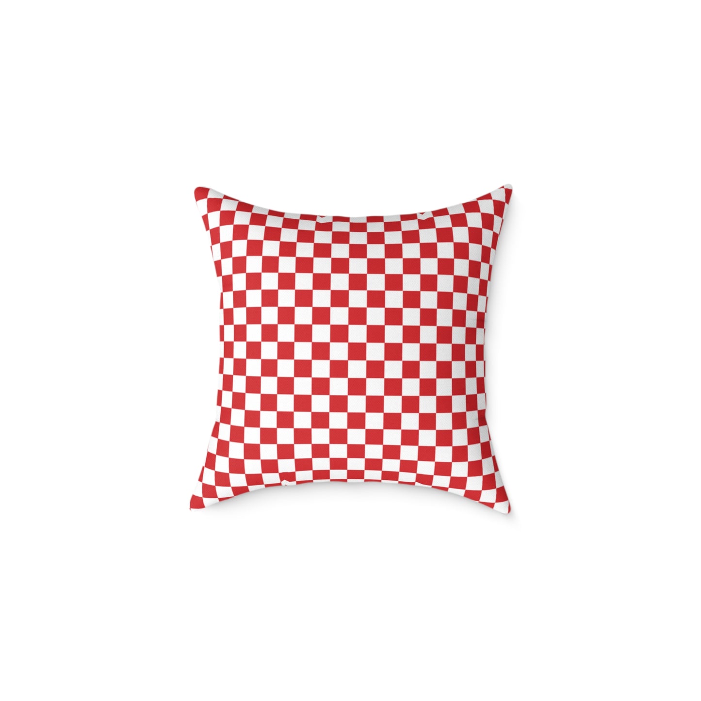 Red Check Checkered Pillow | Square Poly Canvas Home Decor, Throw Cushion for Living Room, Modern Bedroom, Wedding Gift
