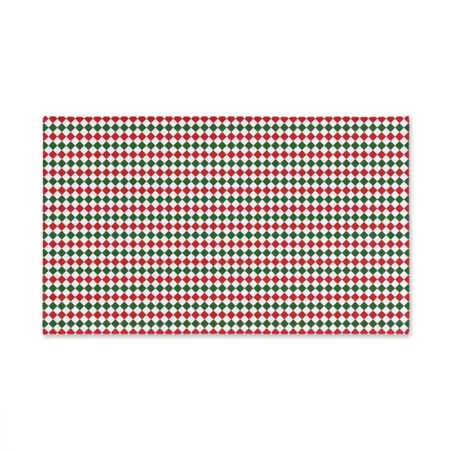 Red Green & White Argyle Holiday Hand Towel | Soft Cotton Back, Polyester Front, Festive Home Décor