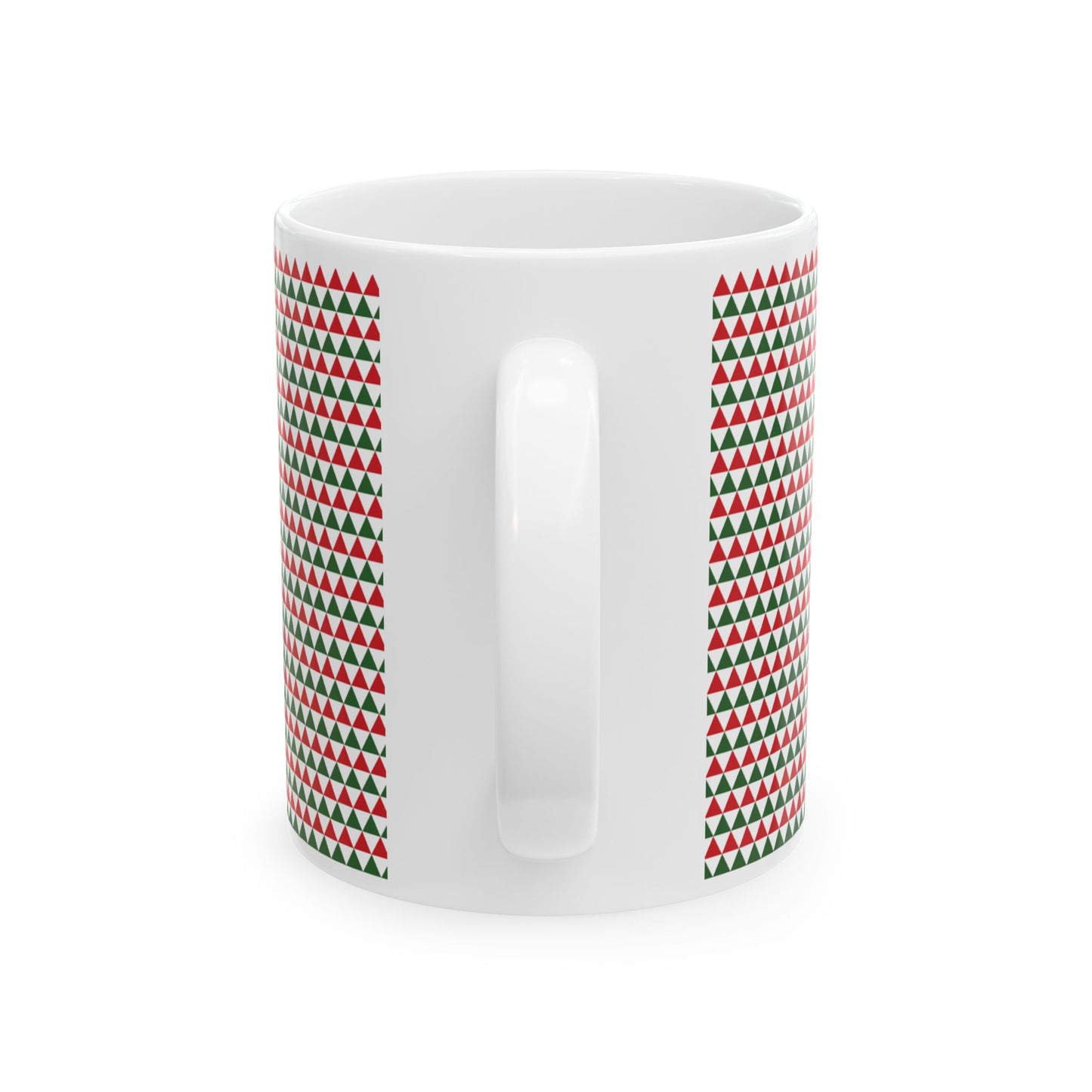 Christmas Red & Green Triangles Ceramic Mug, (11oz, 15oz)