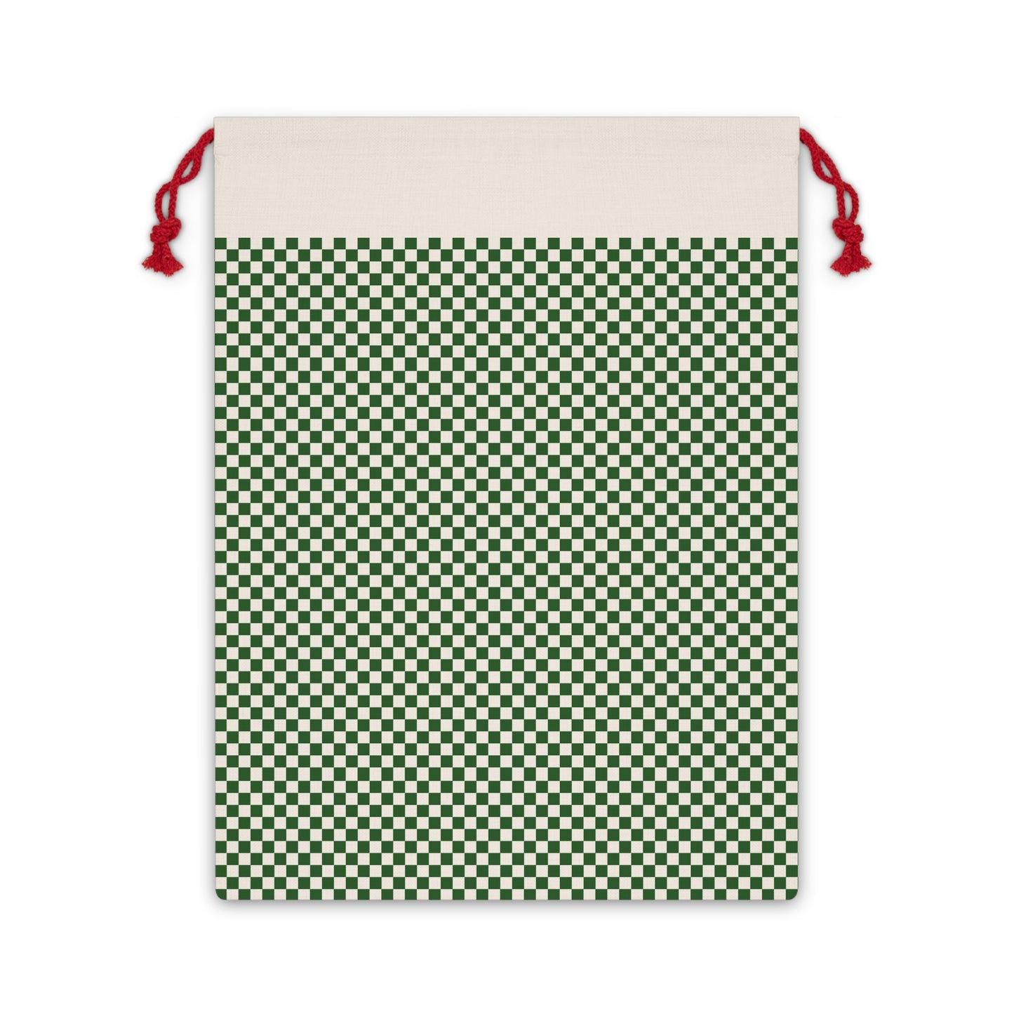 Green & White Checkerboard Pattern Gift Bag | Drawstring Pouch