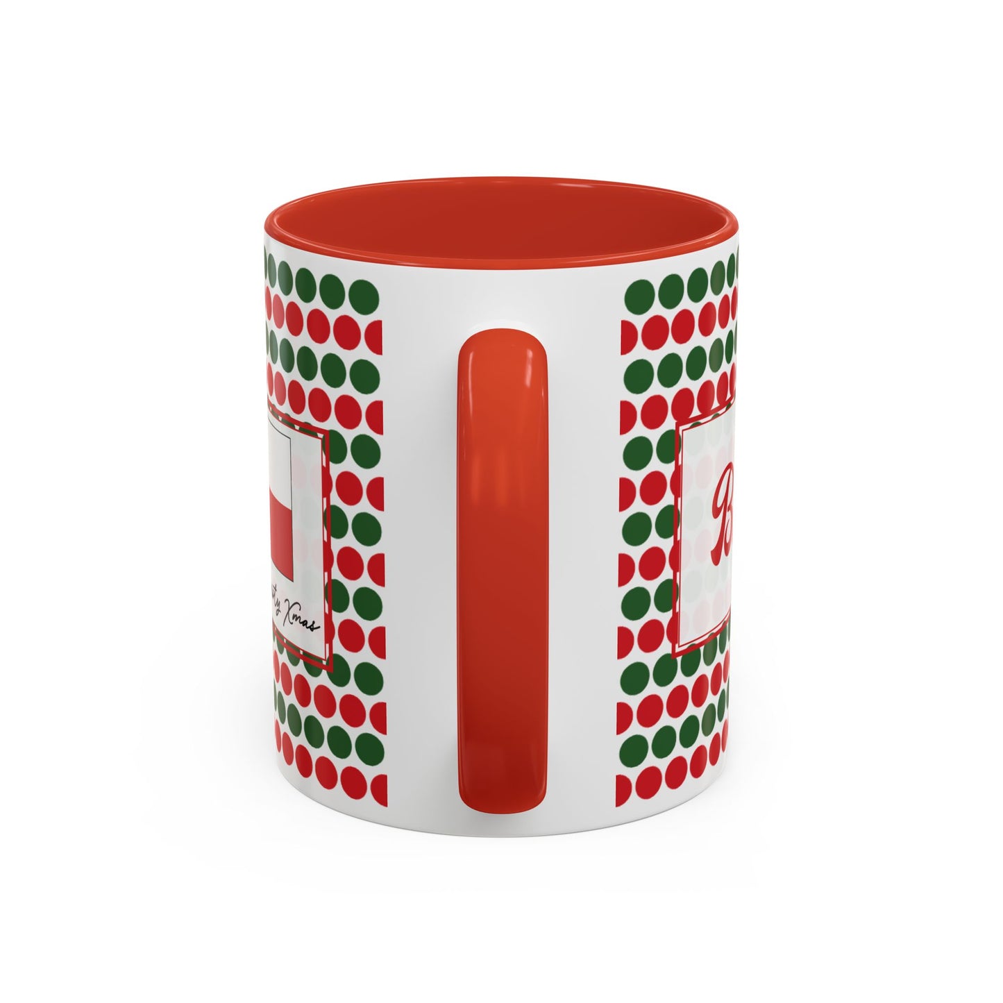 Blitz- Christmas Polka Dots Personalizable Christmas Ceramic Mug (11oz, 15 oz)