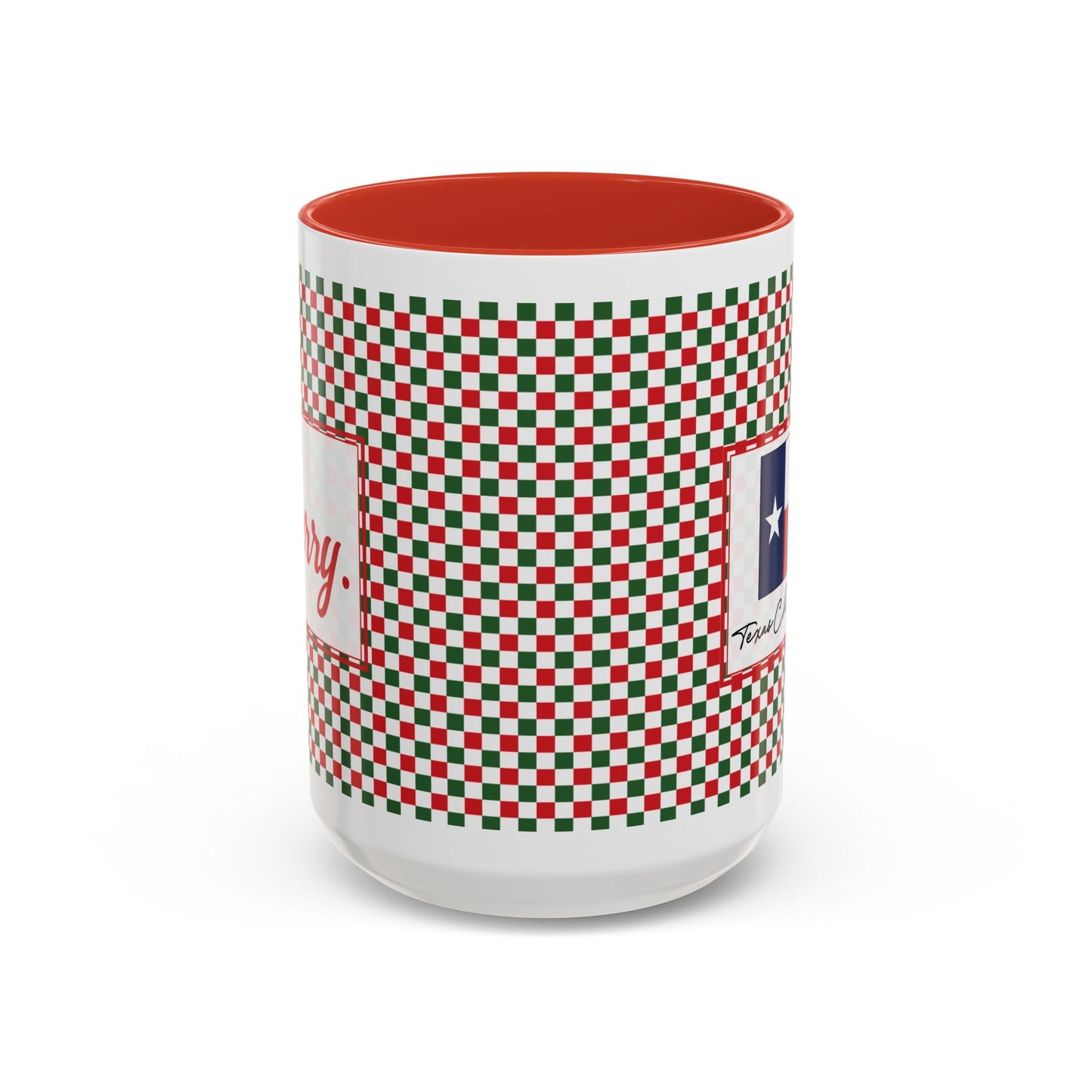 Merry- Christmas Checkered Personalizable Christmas Ceramic Mug (11oz, 15 oz)