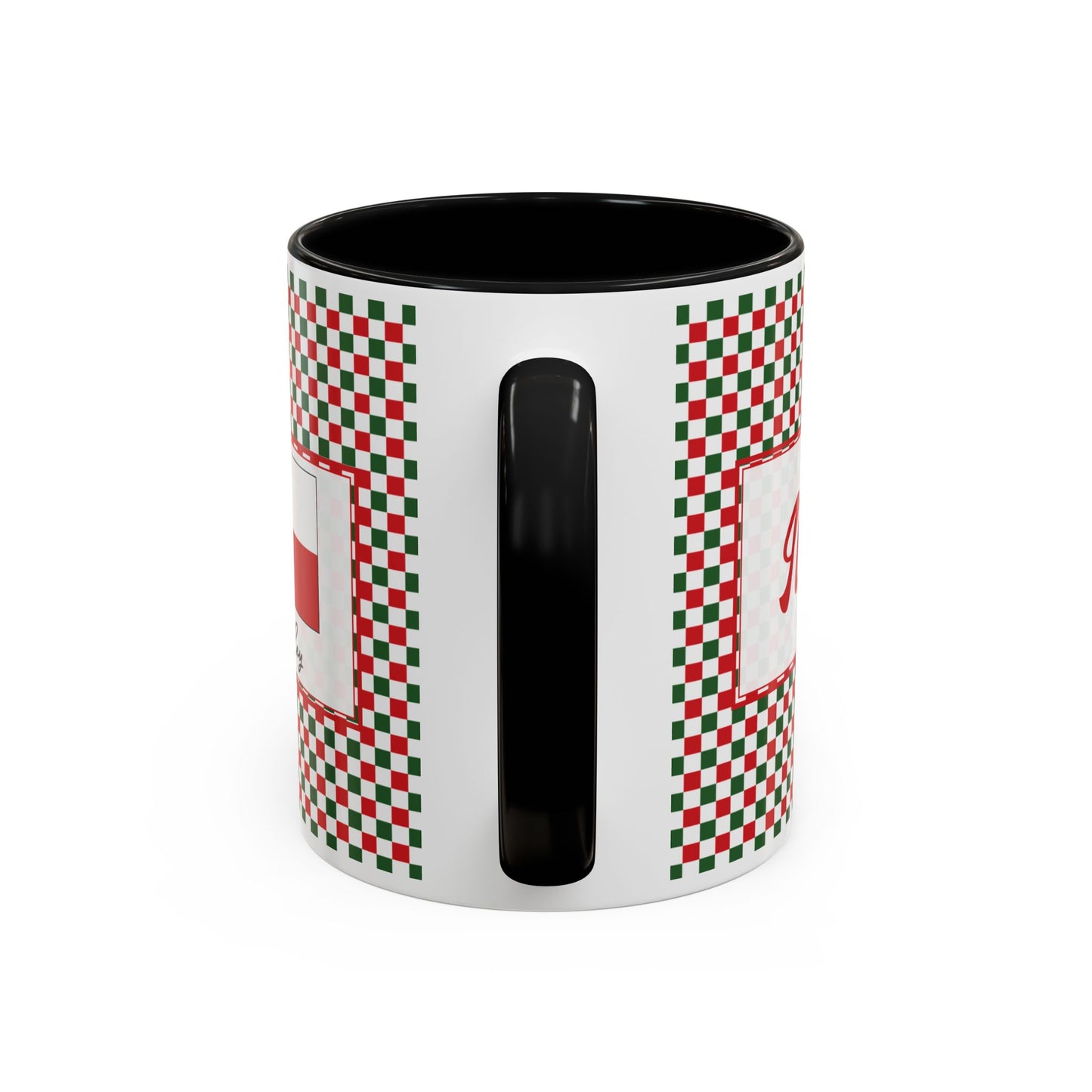 Nog- Christmas Checkered Personalizable Christmas Ceramic Mug (11oz, 15 oz)