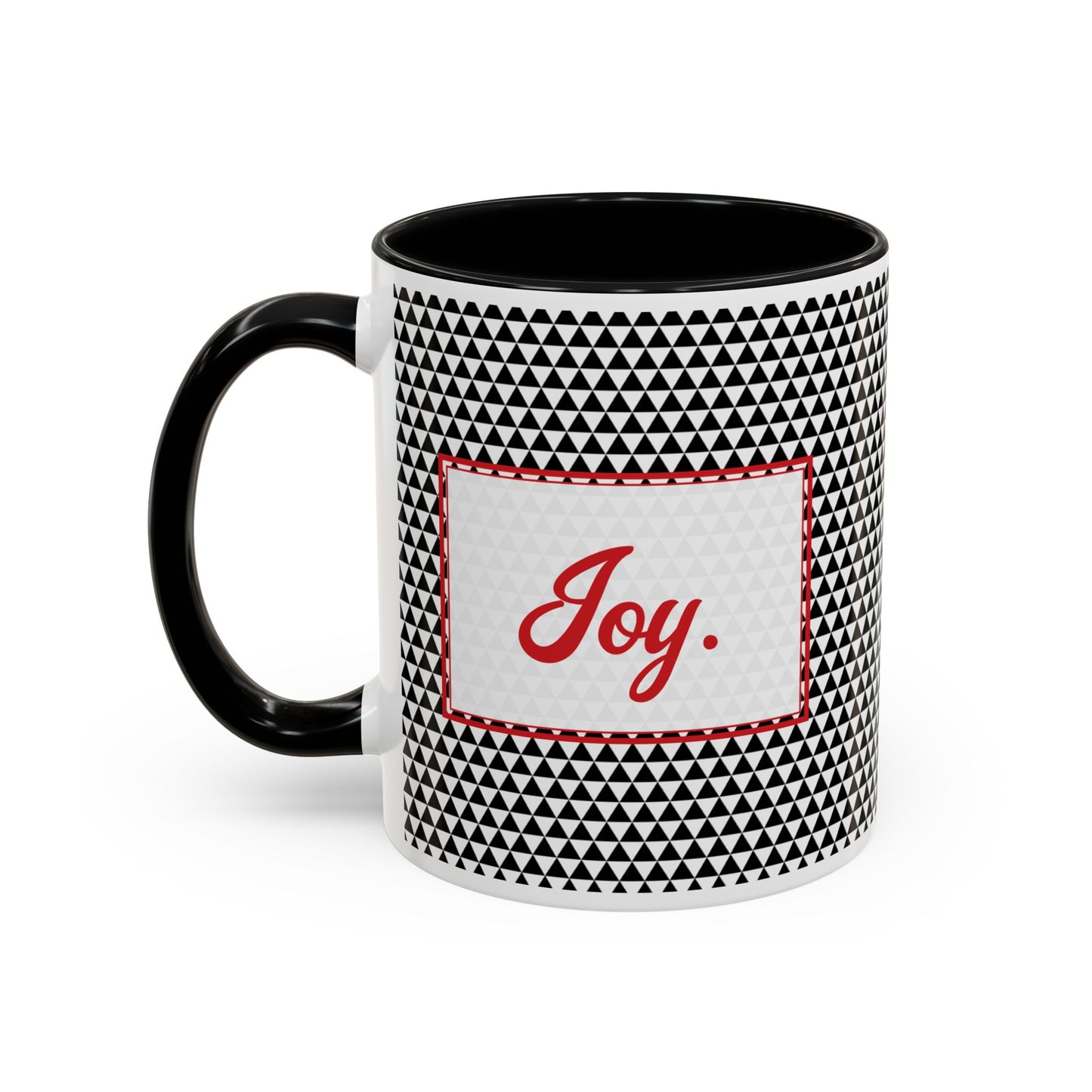 Joy- Black Triangles Personalizable Christmas Ceramic Mug (11oz, 15 oz)