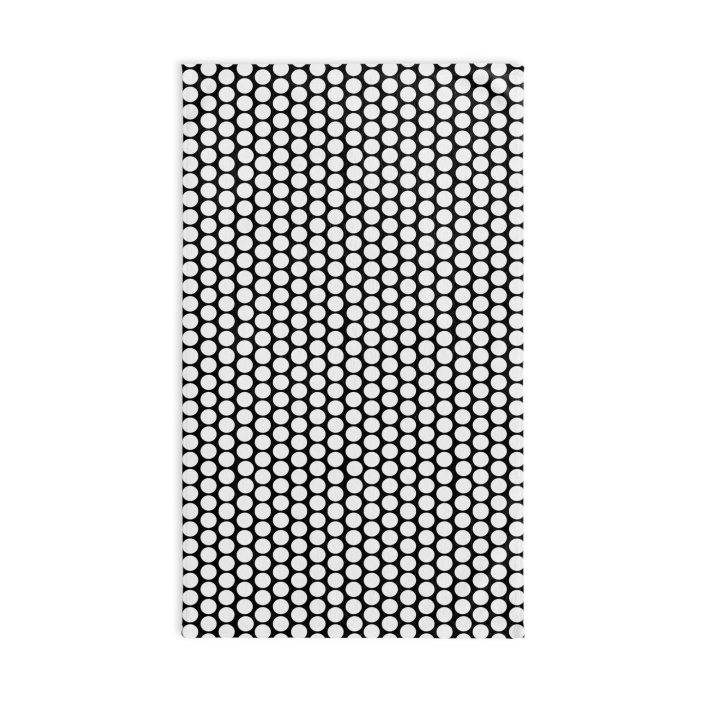 White Polka Dot on Black Holiday Hand Towel | Soft Cotton Back, Polyester Front, Festive Home Décor