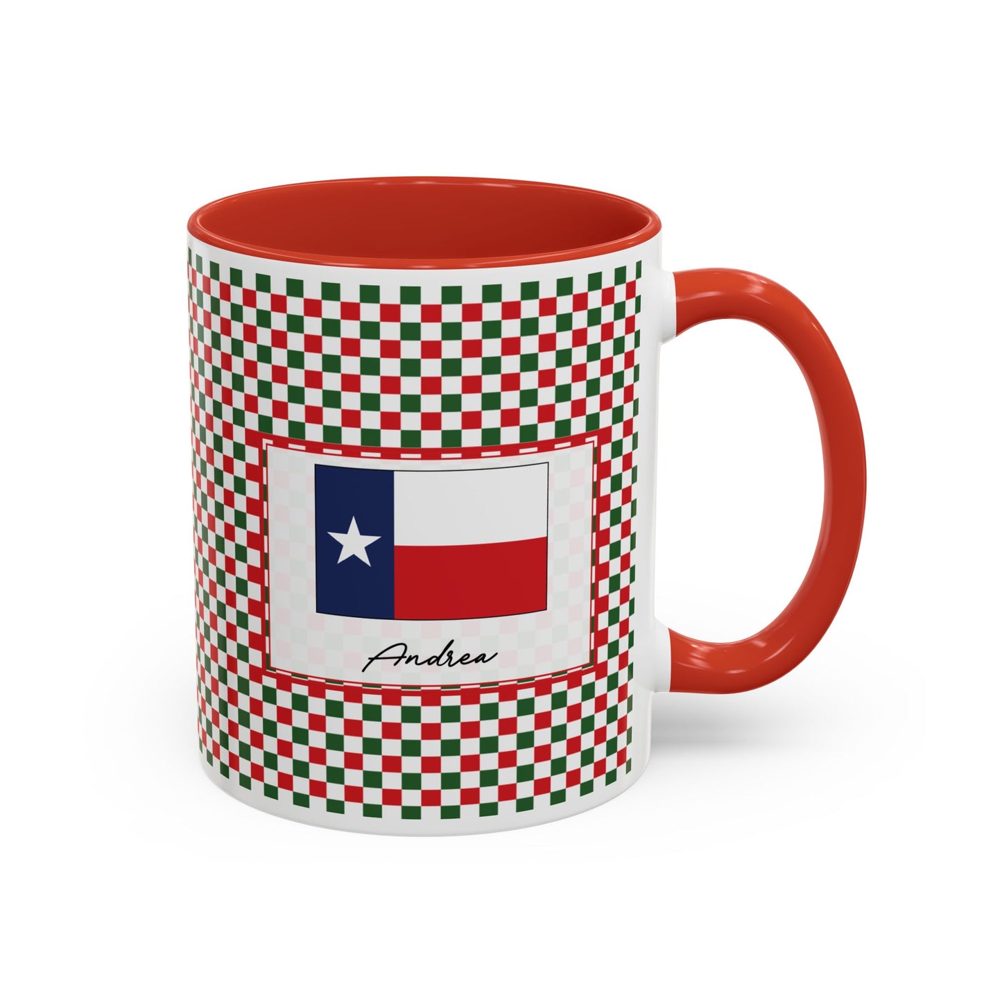 Sleigh- Christmas Checkered Personalizable Christmas Ceramic Mug (11oz, 15 oz)