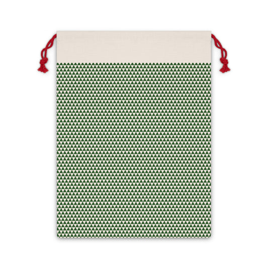 Green Triangles Pattern Canvas Gift Bag | Reusable Drawstring Pouch