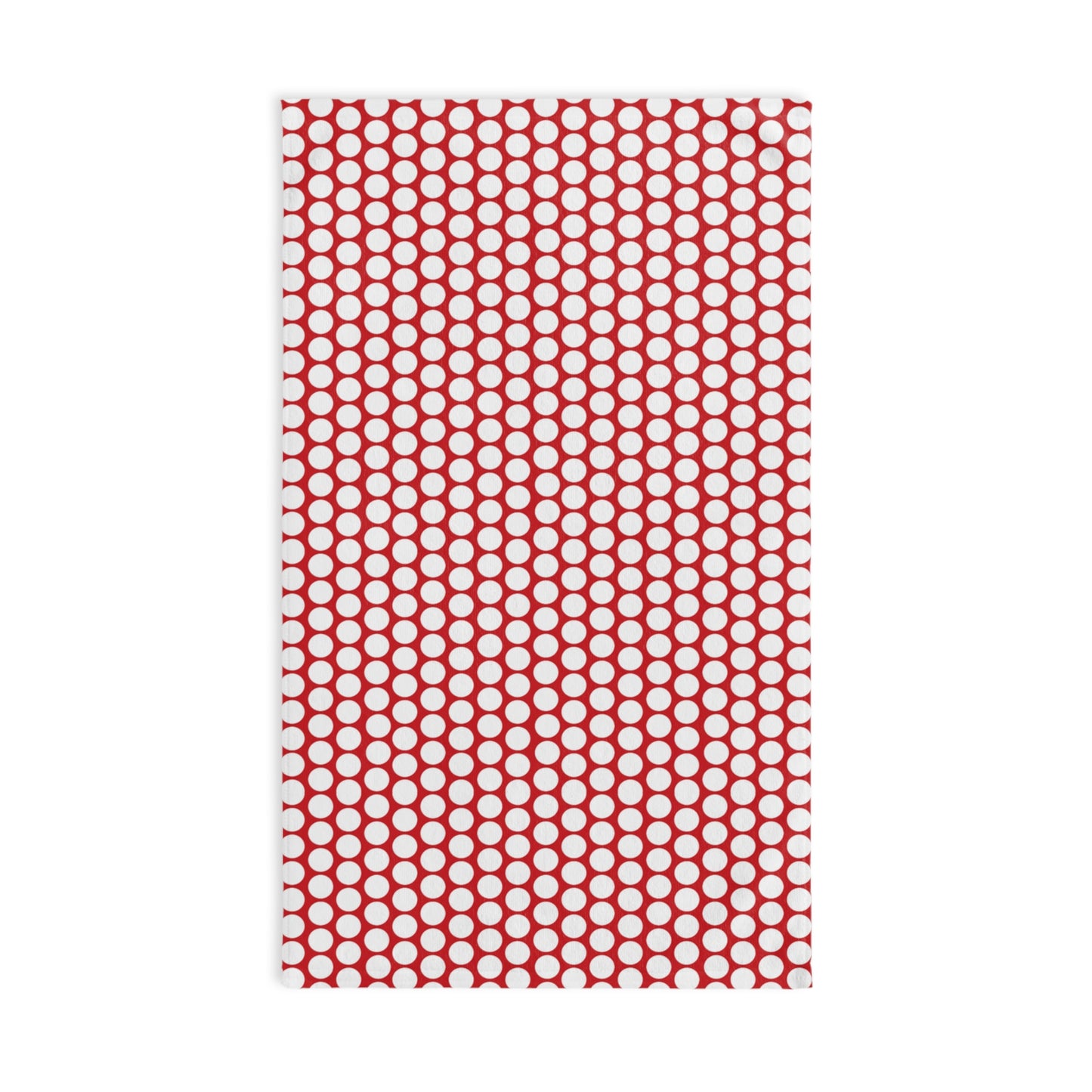 White Polka Dot on Red Holiday Hand Towel | Soft Cotton Back, Polyester Front, Festive Home Décor