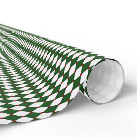 Nutcracker Drummer Green Argyle Wrapping Paper | Luxury Matte or Glossy Gift Wrap, 90gsm Fine Art Paper, 3 Sizes