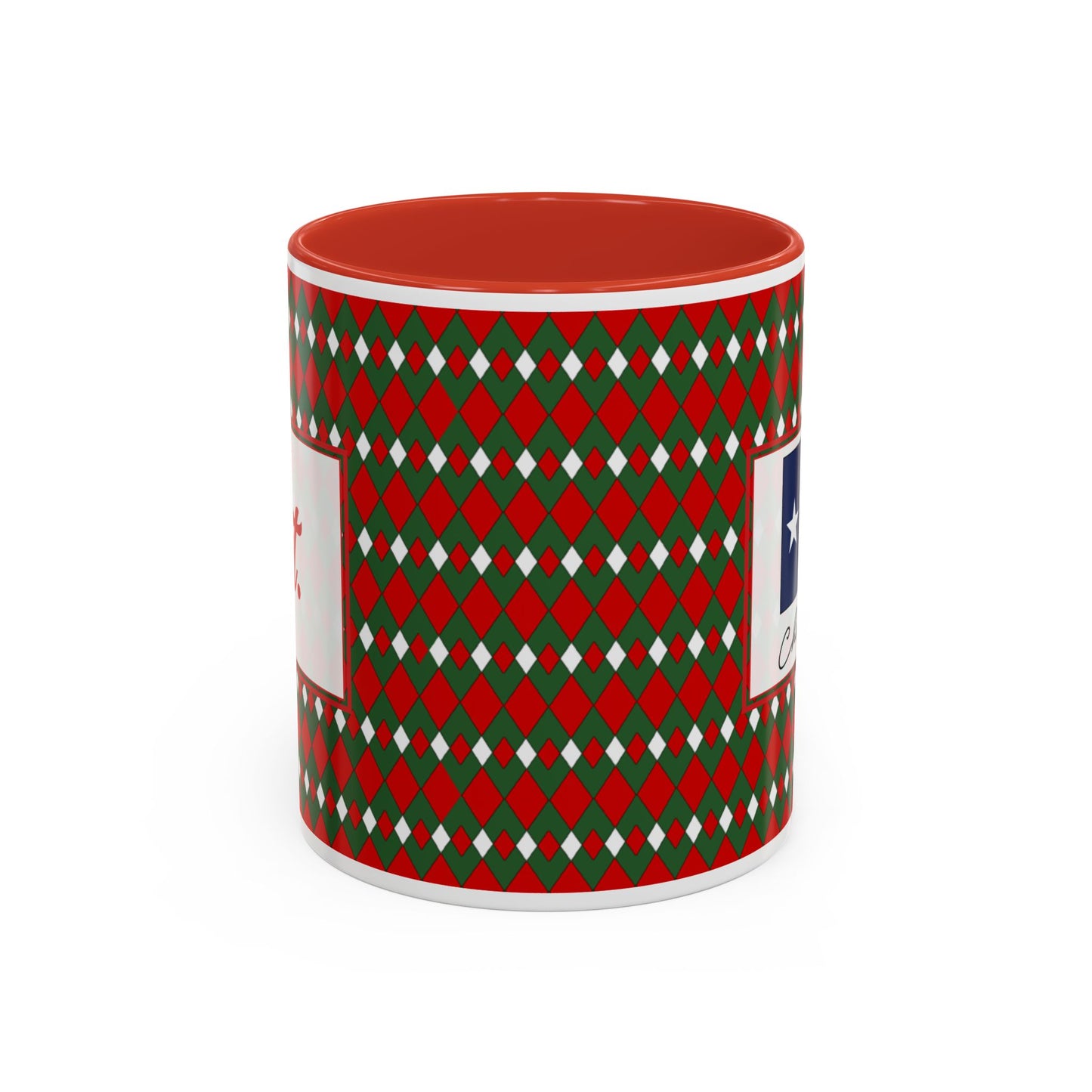 Lit- Christmas Fancy Argyle Personalizable Christmas Ceramic Mug (11oz, 15 oz)