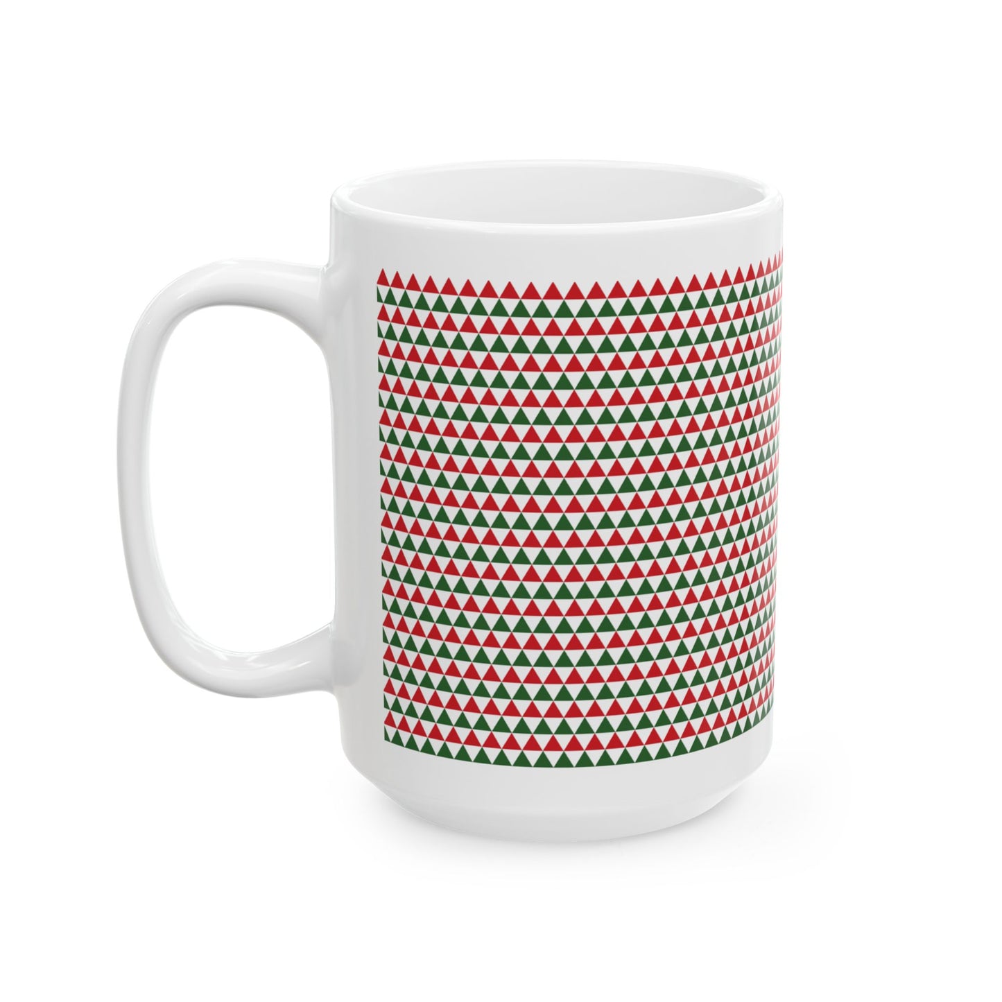 Christmas Red & Green Triangles Ceramic Mug, (11oz, 15oz)