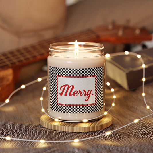 Merry- Black Checkered Scented Soy Candle, 9oz