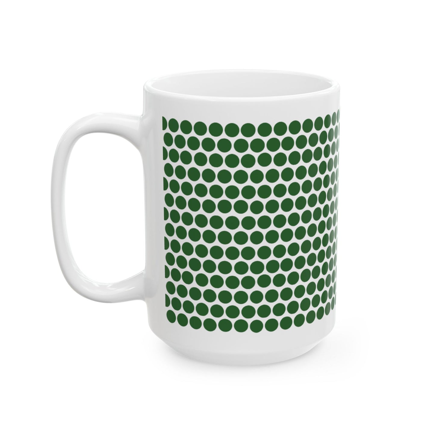 Green Polka Dot Ceramic Mug, (11oz, 15oz)