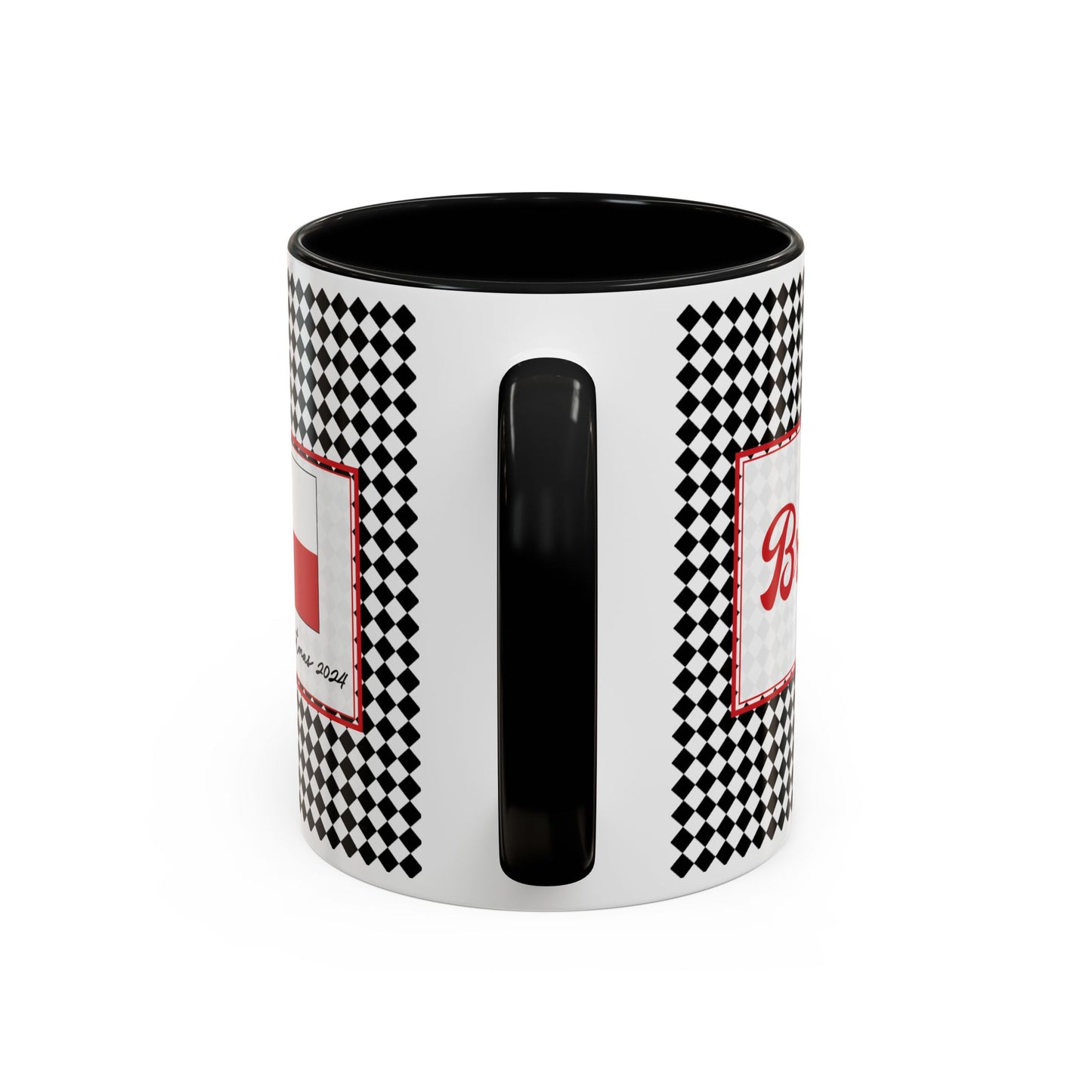 Bright- Black Argyle Personalizable Christmas Ceramic Mug (11oz, 15 oz)