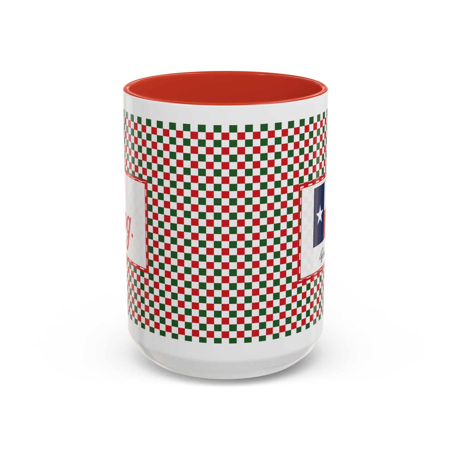 Nog- Christmas Checkered Personalizable Christmas Ceramic Mug (11oz, 15 oz)