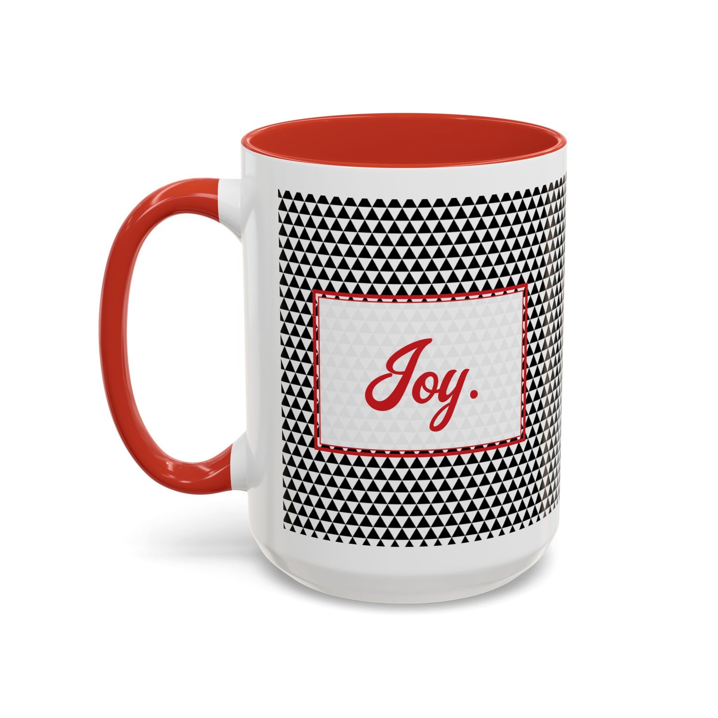 Joy- Black Triangles Personalizable Christmas Ceramic Mug (11oz, 15 oz)