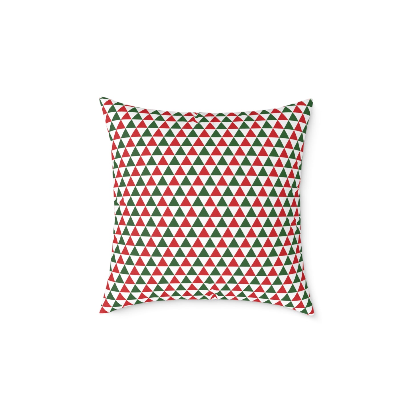 Red & Green Triangle Party Christmas Decorative Pillow | Double‑Sided Poly Canvas Cushion, 5 Sizes, Vibrant Holiday Décor