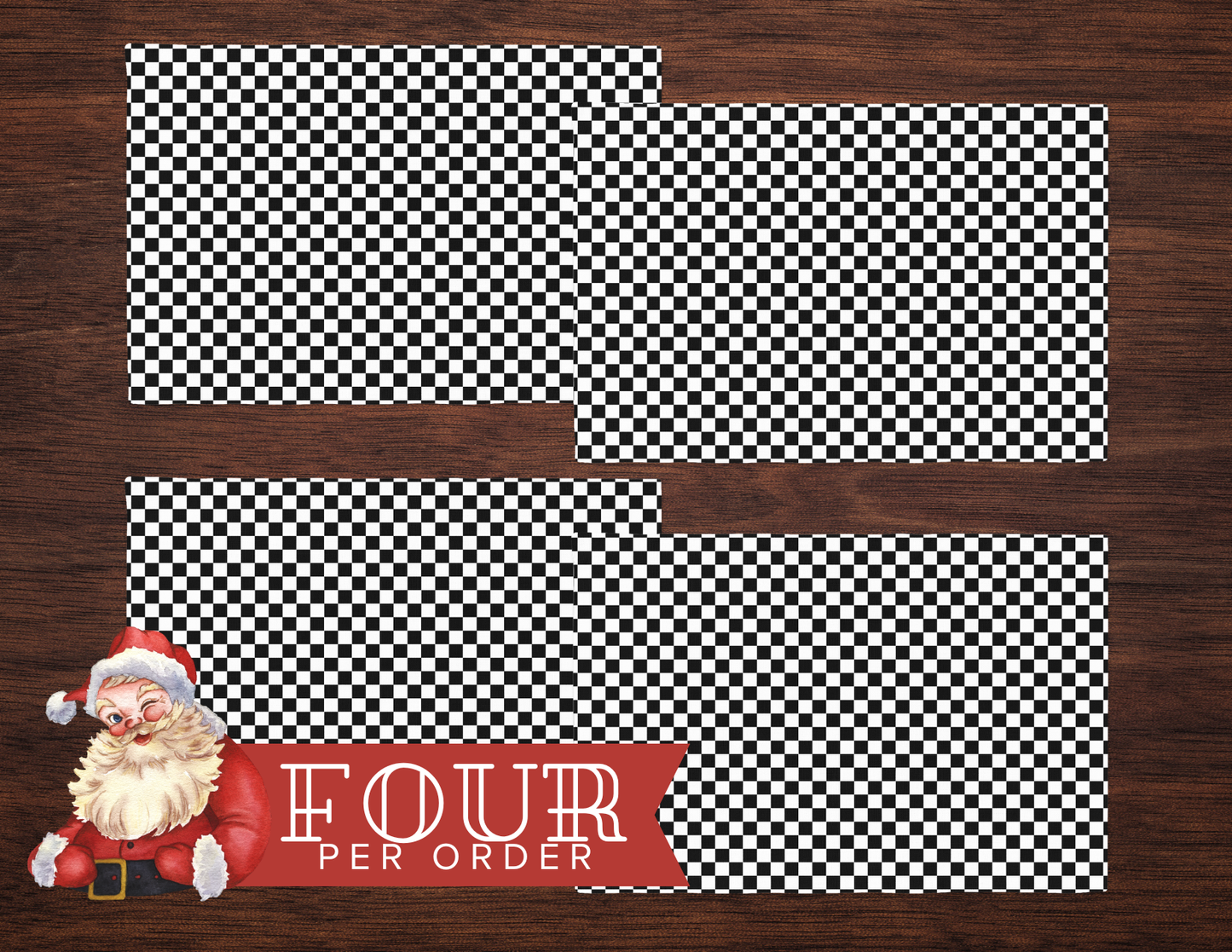 Black & White Check Polyester Placemats | Christmas Holiday Table Décor, Festive Farmhouse Dining Mat Set, Washable