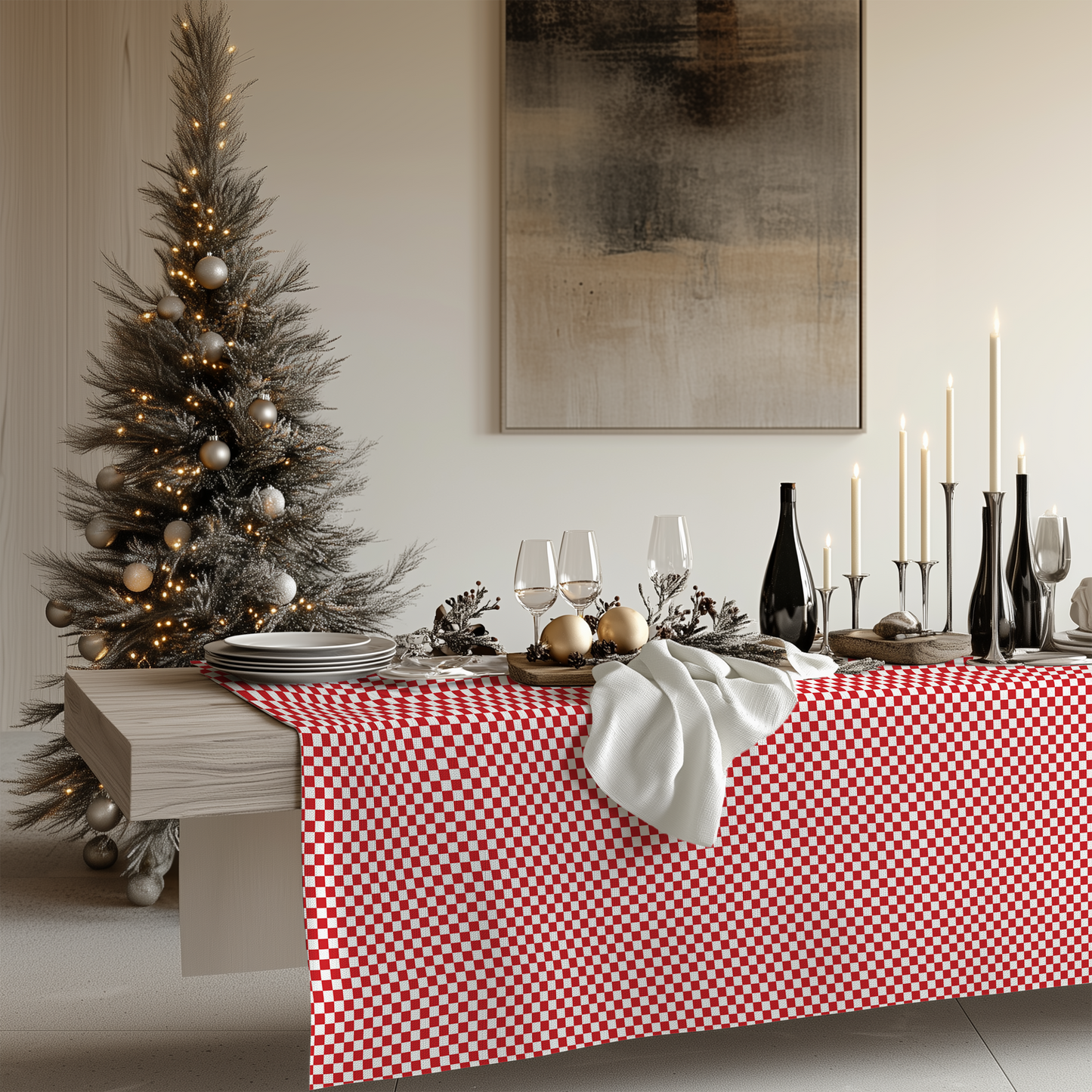 Red Checkered Square/Rectangle Tablecloths