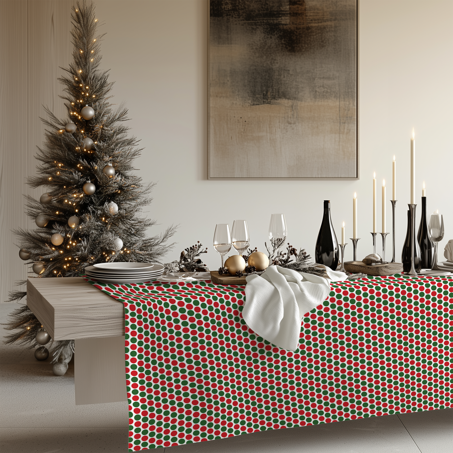 Christmas Polka Dot Party Square/Rectangle Tablecloths