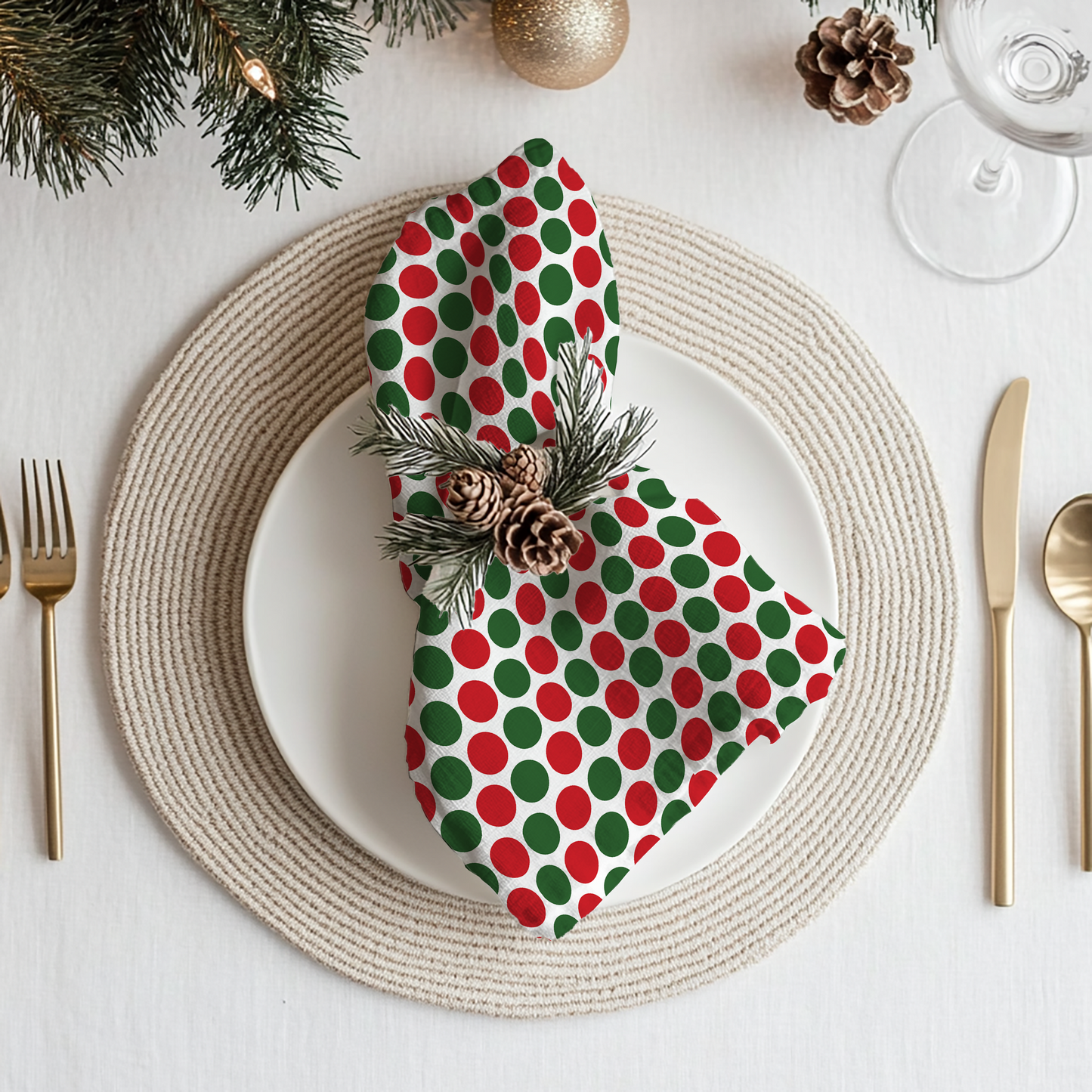 Christmas Polka Dot Party Cotton Twill Napkin