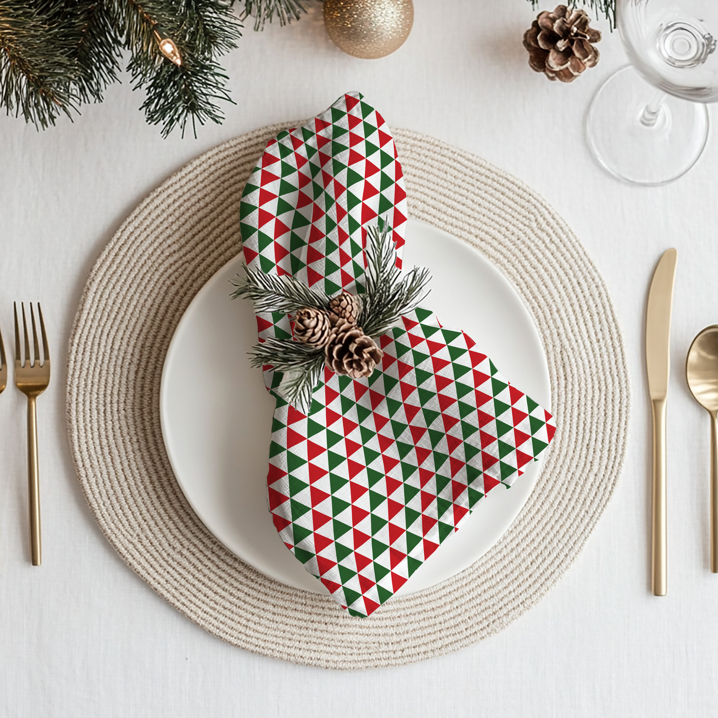 Christmas Triangle Party Cotton Twill Napkin