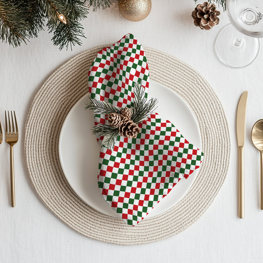 Christmas Argyle Cotton Twill Napkin