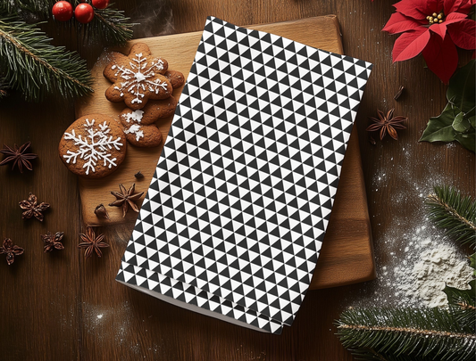 Black Triangle Holiday Hand Towel | Soft Cotton Back, Polyester Front, Festive Home Décor